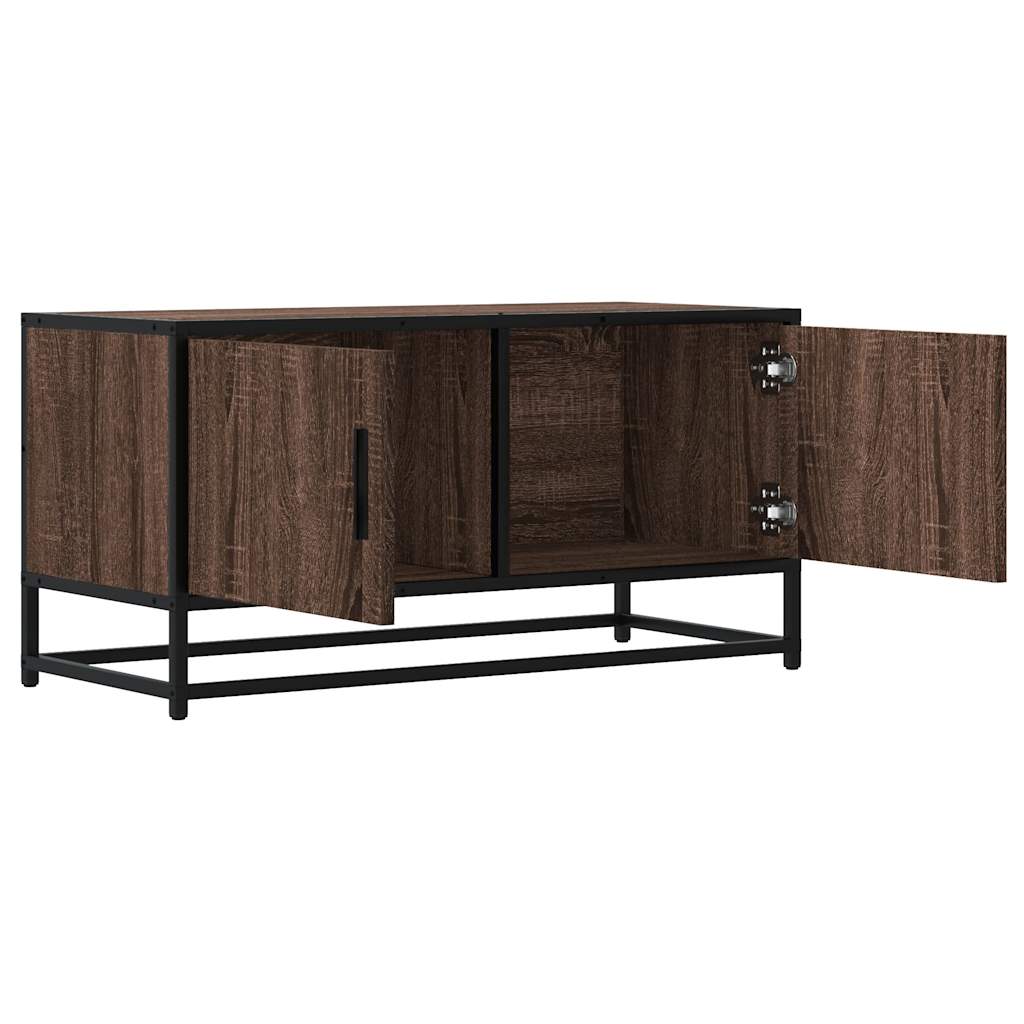 Meuble TV chêne marron 80x34,5x40 cm bois d'ingénierie et métal - XIOS