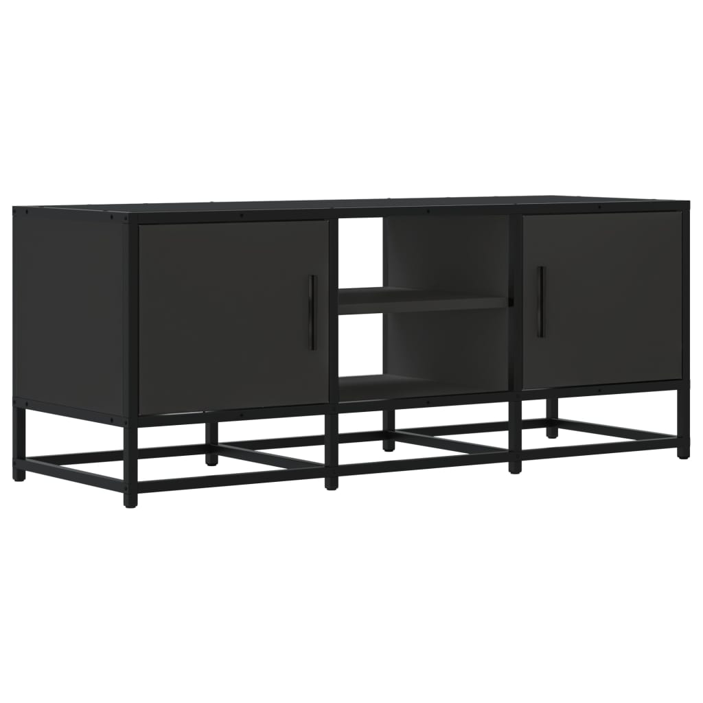 Meuble TV noir 100x35x41 cm bois d'ingénierie et métal - XIOS