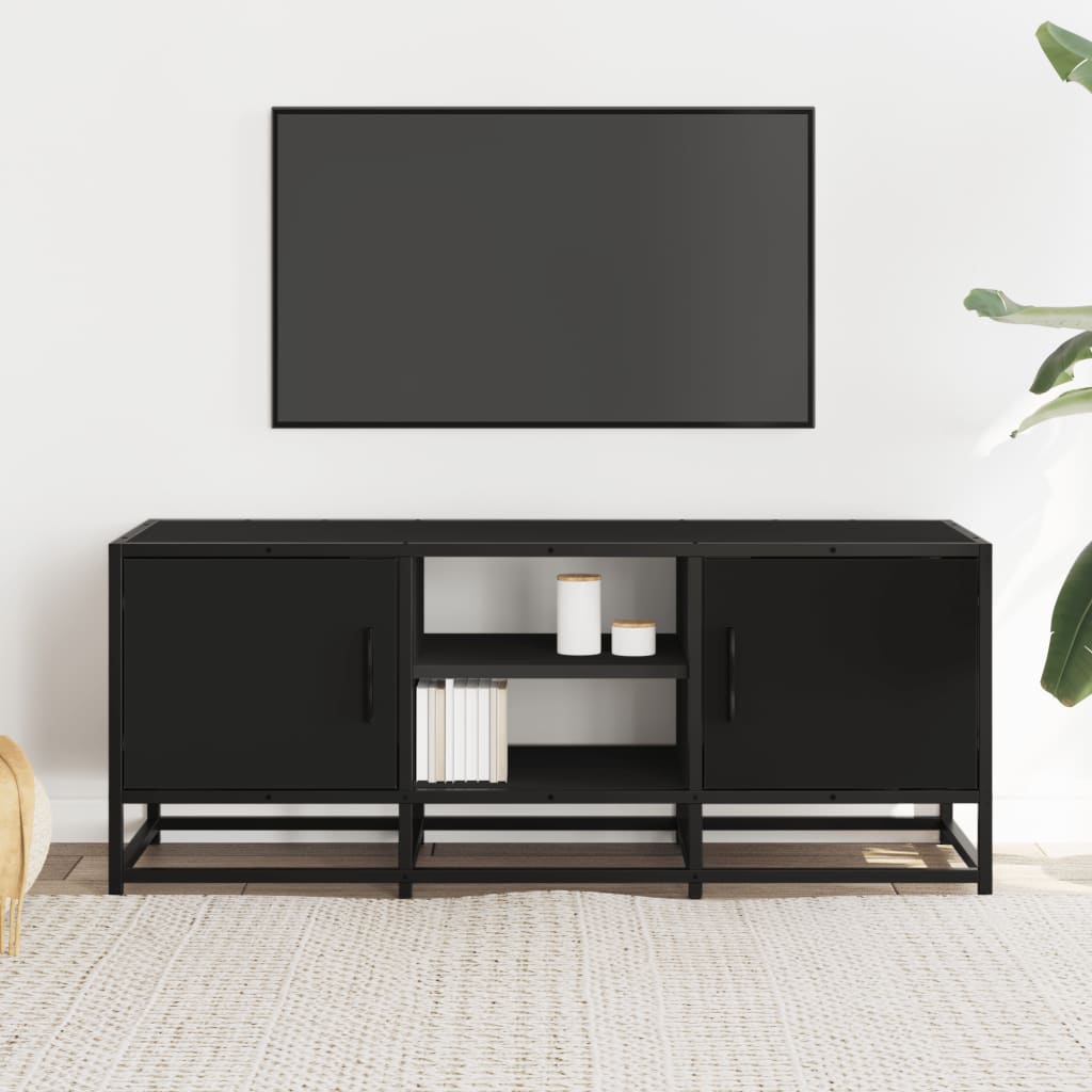 Meuble TV noir 100x35x41 cm bois d'ingénierie et métal - XIOS
