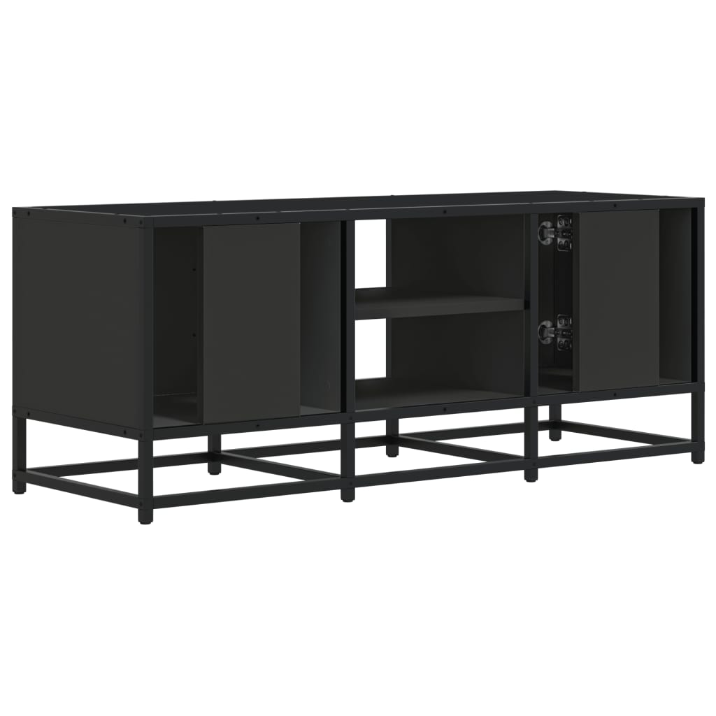 Meuble TV noir 100x35x41 cm bois d'ingénierie et métal - XIOS