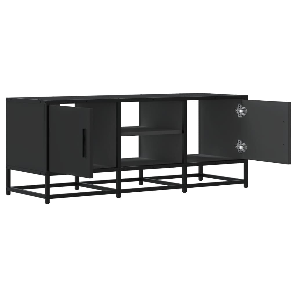 Meuble TV noir 100x35x41 cm bois d'ingénierie et métal - XIOS