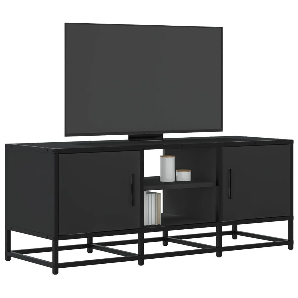 Meuble TV noir 100x35x41 cm bois d'ingénierie et métal - XIOS