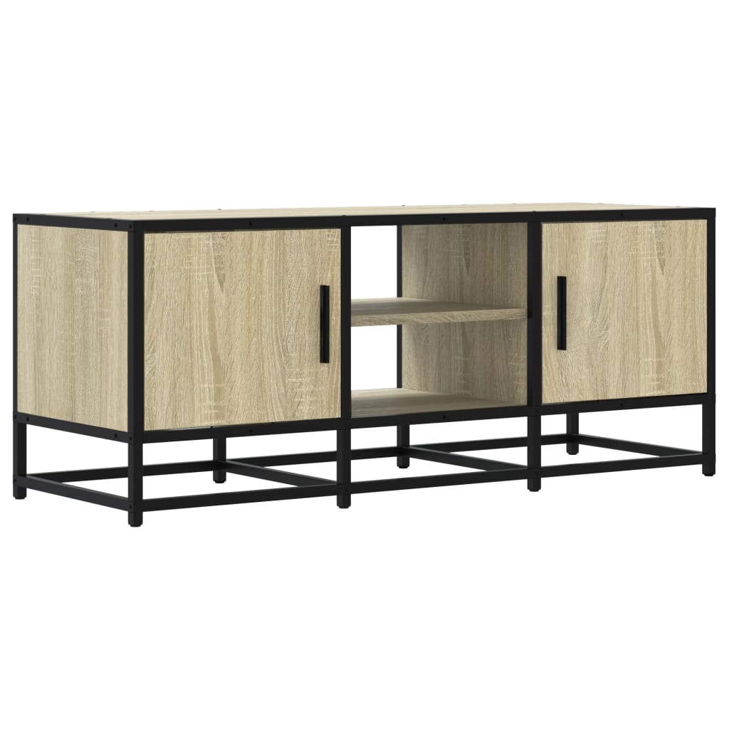 Meuble TV chêne sonoma 100x35x41 cm bois d'ingénierie et métal - XIOS