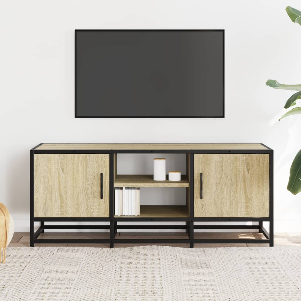 Meuble TV chêne sonoma 100x35x41 cm bois d'ingénierie et métal - XIOS