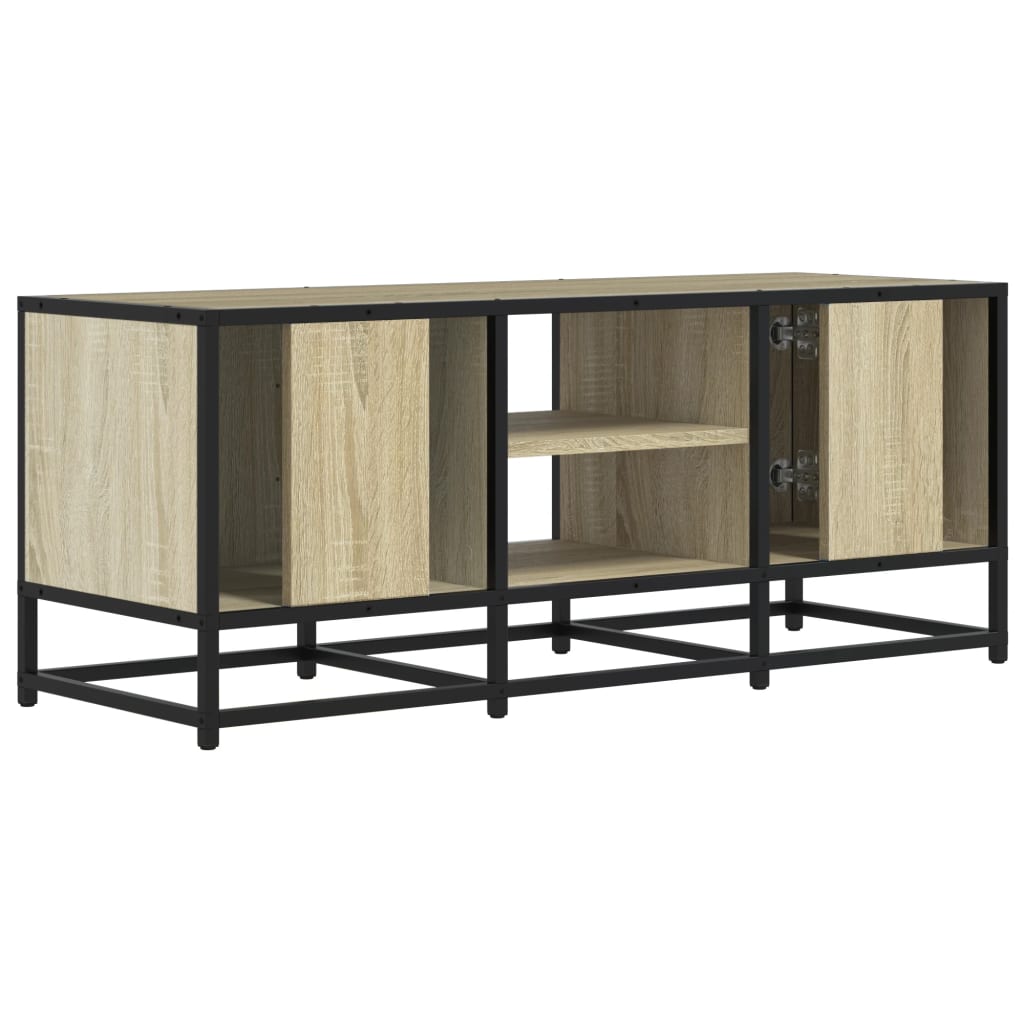 Meuble TV chêne sonoma 100x35x41 cm bois d'ingénierie et métal - XIOS