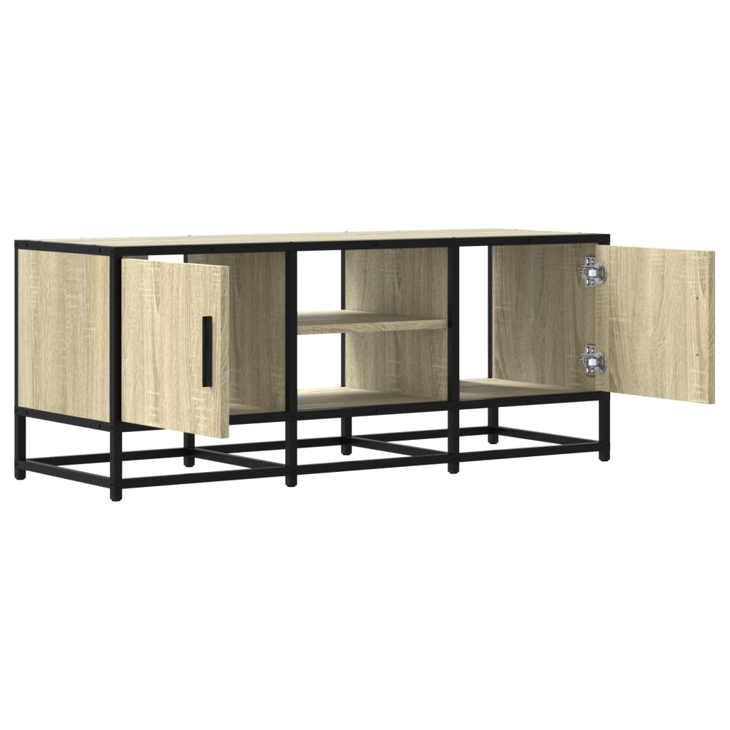 Meuble TV chêne sonoma 100x35x41 cm bois d'ingénierie et métal - XIOS