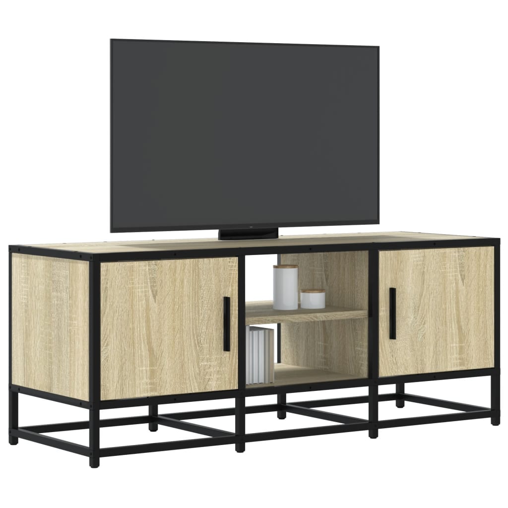Meuble TV chêne sonoma 100x35x41 cm bois d'ingénierie et métal - XIOS