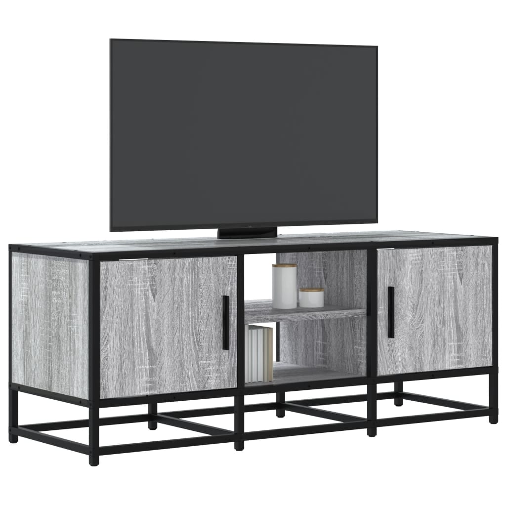 Meuble TV sonoma gris 100x35x41 cm bois d'ingénierie et métal - XIOS