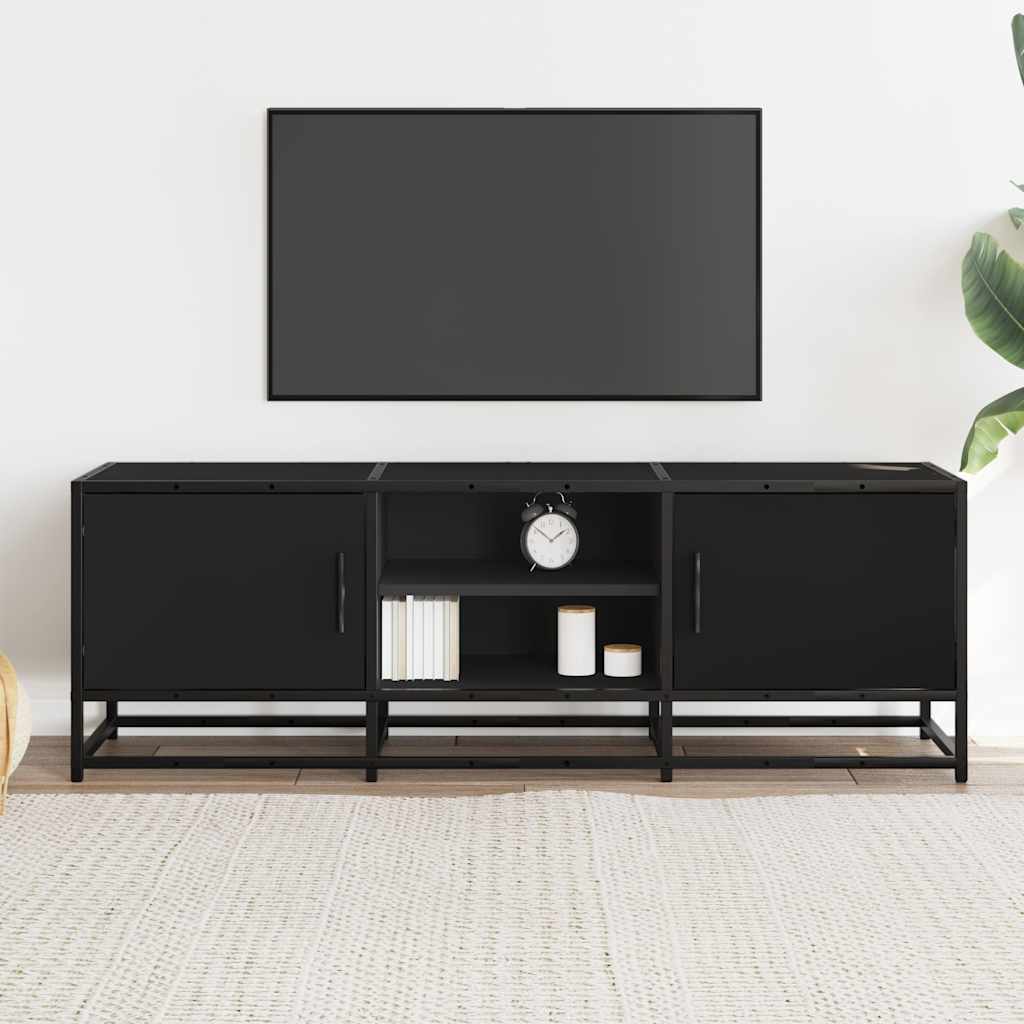 Meuble TV noir 120x35x41 cm bois d'ingénierie et métal - XIOS