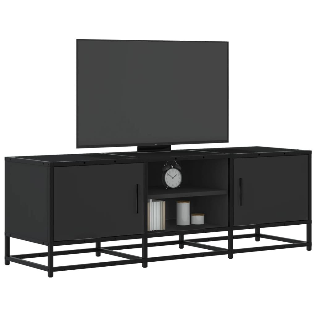 Meuble TV noir 120x35x41 cm bois d'ingénierie et métal - XIOS