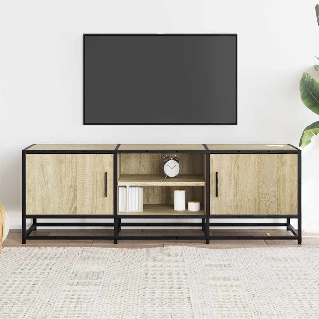 Meuble TV chêne sonoma 120x35x41 cm bois d'ingénierie et métal - XIOS