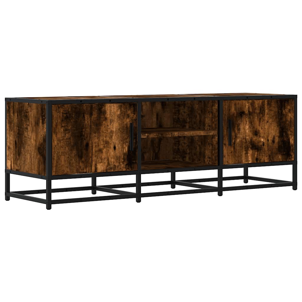 Meuble TV chêne fumé 120x35x41 cm bois d'ingénierie et métal - XIOS