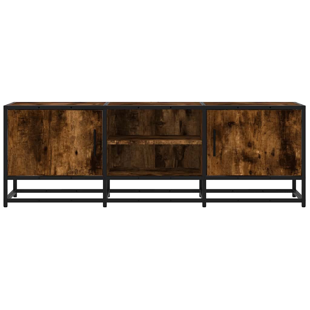 Meuble TV chêne fumé 120x35x41 cm bois d'ingénierie et métal - XIOS