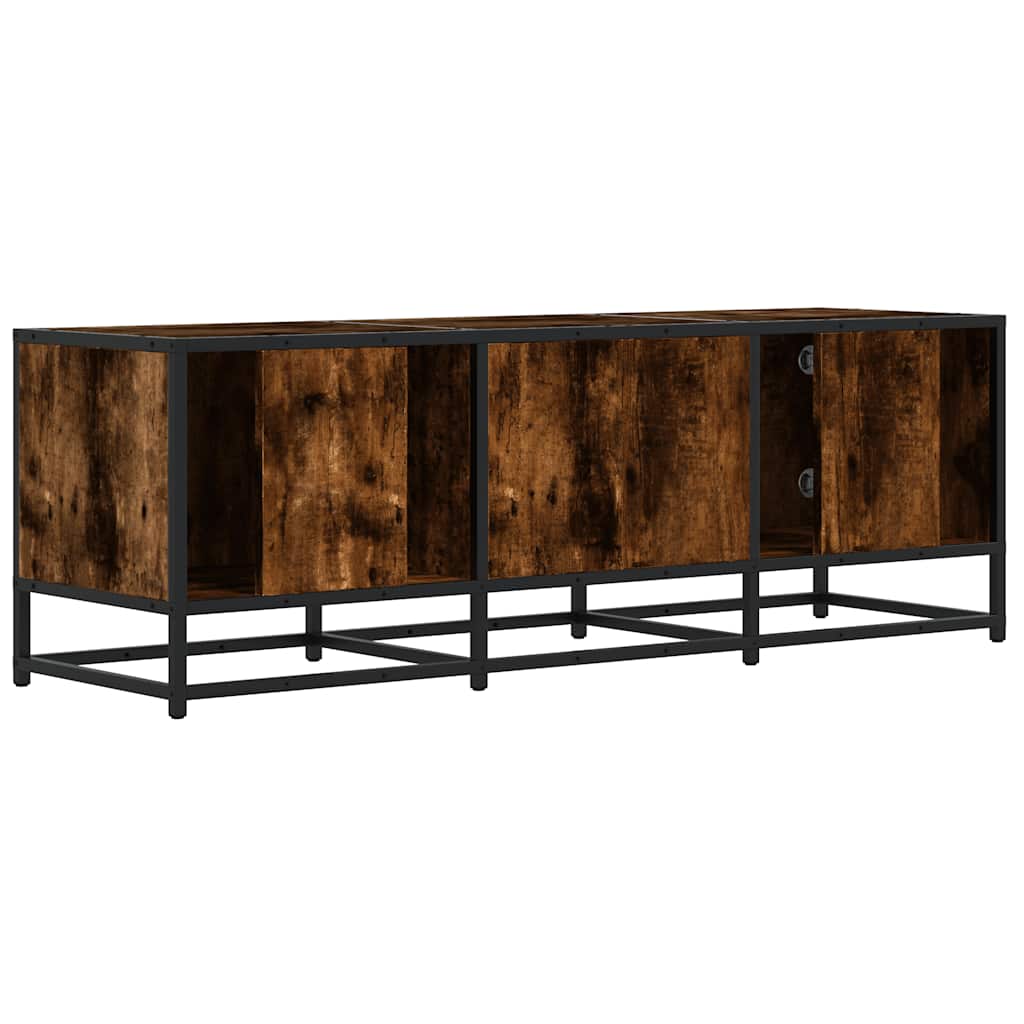 Meuble TV chêne fumé 120x35x41 cm bois d'ingénierie et métal - XIOS