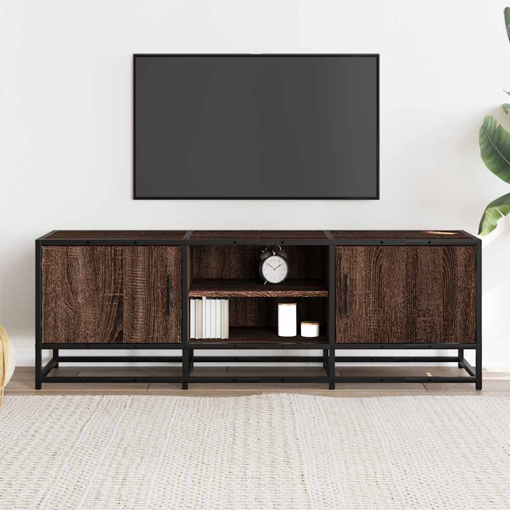 Meuble TV chêne marron 120x35x41 cm bois d'ingénierie et métal - XIOS