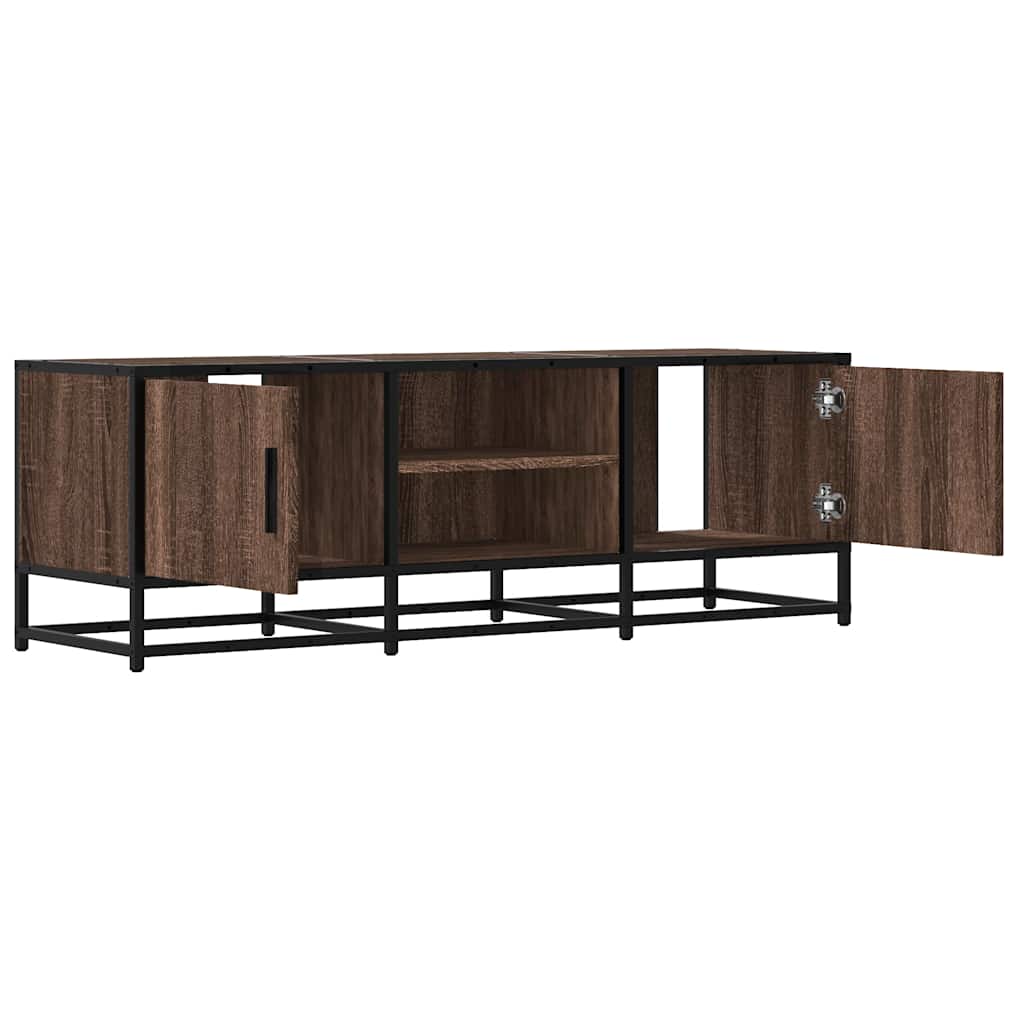 Meuble TV chêne marron 120x35x41 cm bois d'ingénierie et métal - XIOS