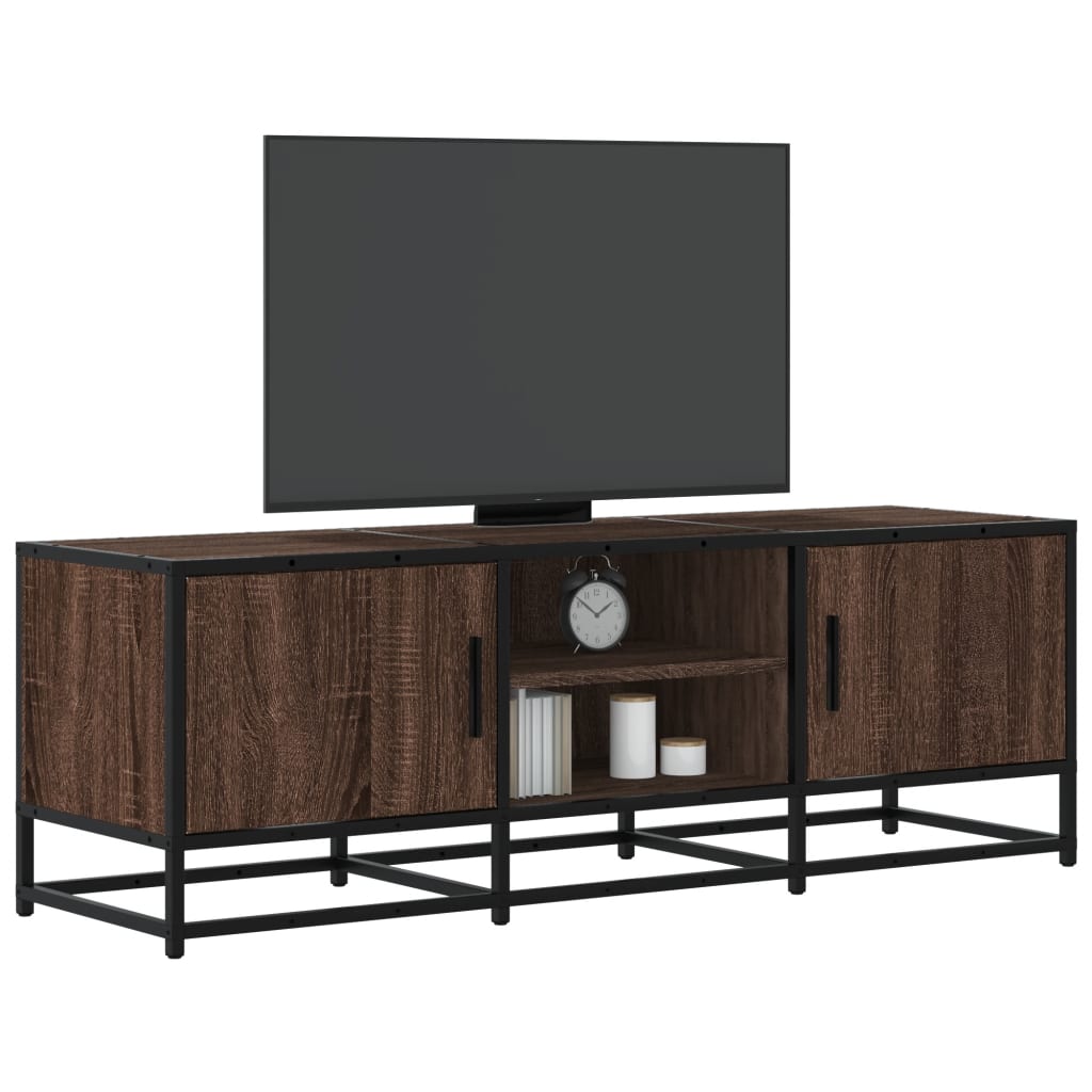 Meuble TV chêne marron 120x35x41 cm bois d'ingénierie et métal - XIOS