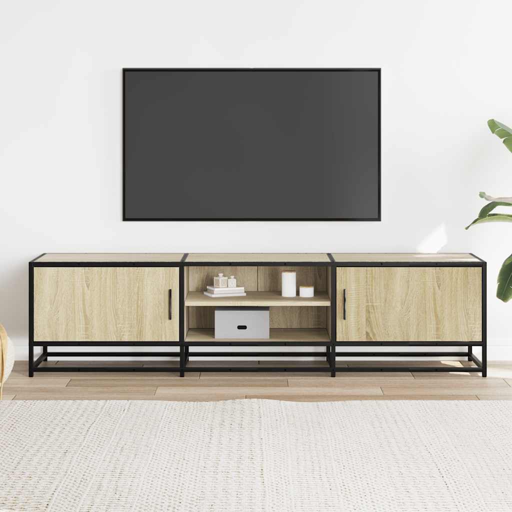 Meuble TV chêne sonoma 160x35x41 cm bois d'ingénierie et métal - XIOS