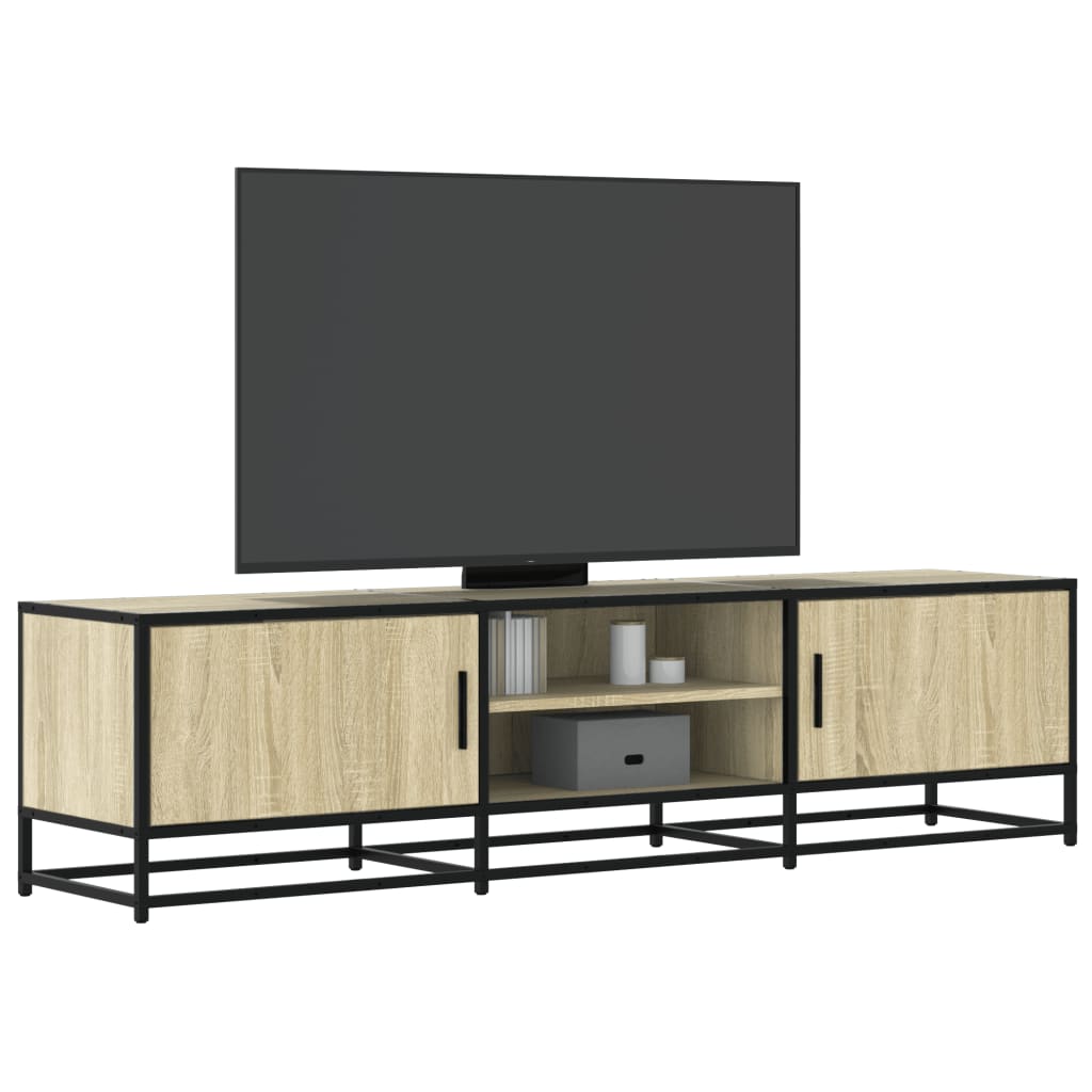 Meuble TV chêne sonoma 160x35x41 cm bois d'ingénierie et métal - XIOS