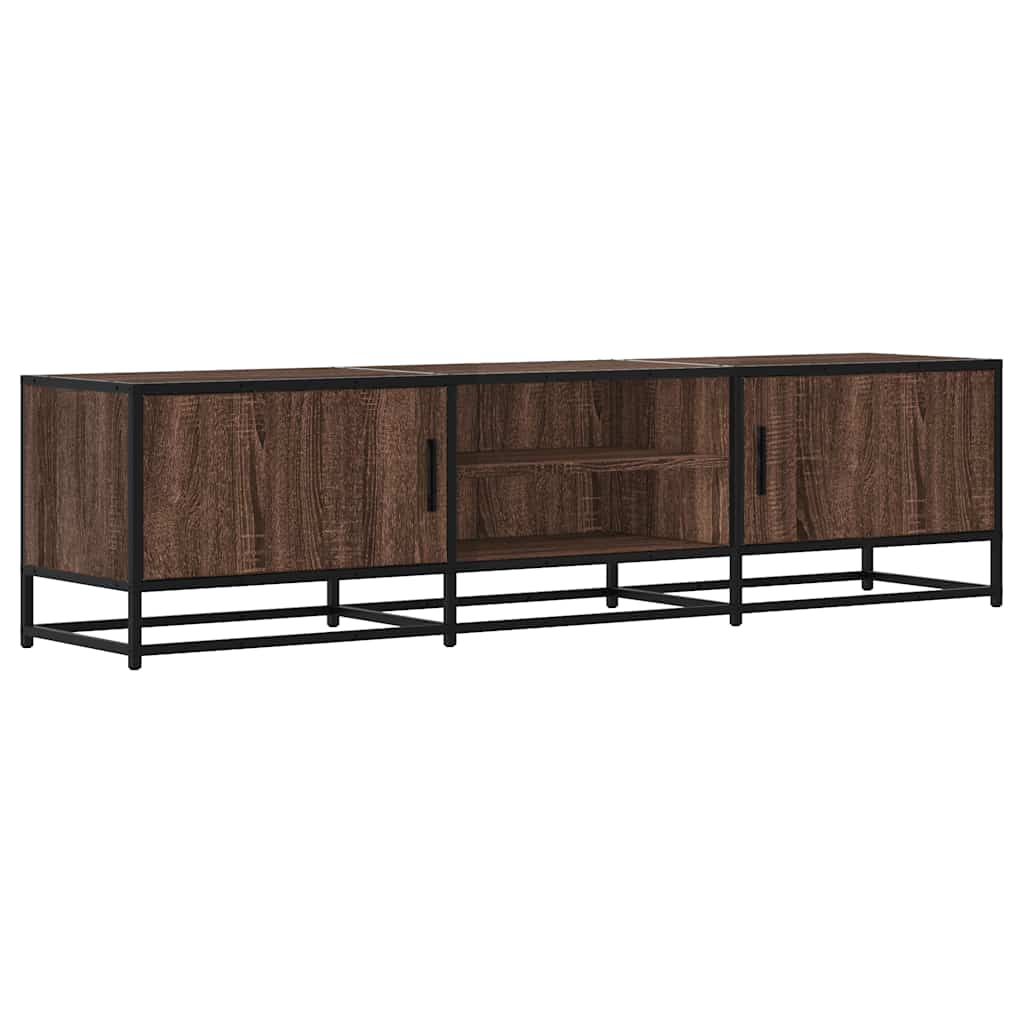 Meuble TV chêne marron 160x35x41 cm bois d'ingénierie et métal - XIOS
