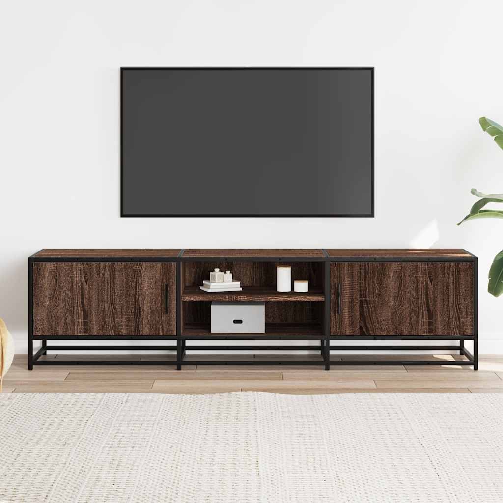 Meuble TV chêne marron 160x35x41 cm bois d'ingénierie et métal - XIOS