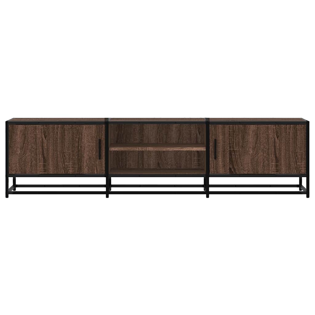 Meuble TV chêne marron 160x35x41 cm bois d'ingénierie et métal - XIOS