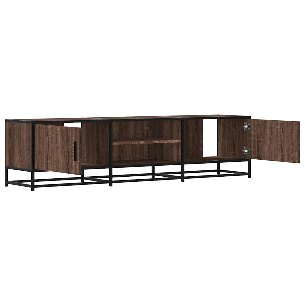 Meuble TV chêne marron 160x35x41 cm bois d'ingénierie et métal - XIOS