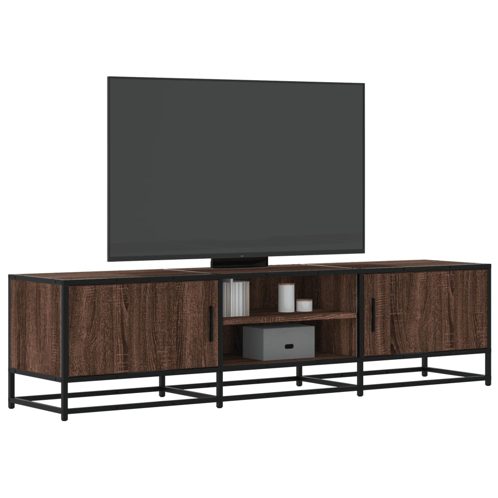 Meuble TV chêne marron 160x35x41 cm bois d'ingénierie et métal - XIOS