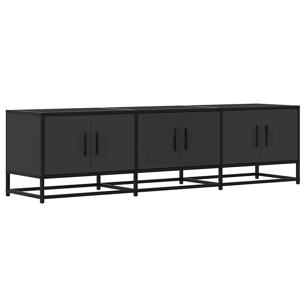Meuble TV noir 150x35x41 cm bois d'ingénierie et métal - XIOS