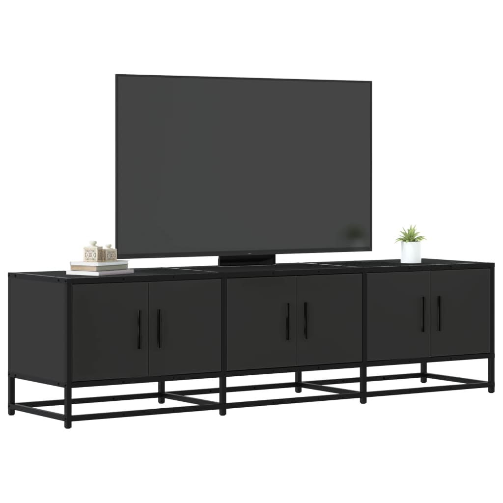 Meuble TV noir 150x35x41 cm bois d'ingénierie et métal - XIOS