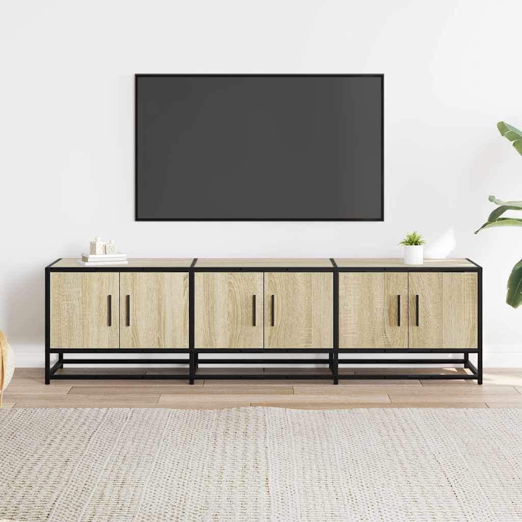 Meuble TV chêne sonoma 150x35x41 cm bois d'ingénierie et métal - XIOS