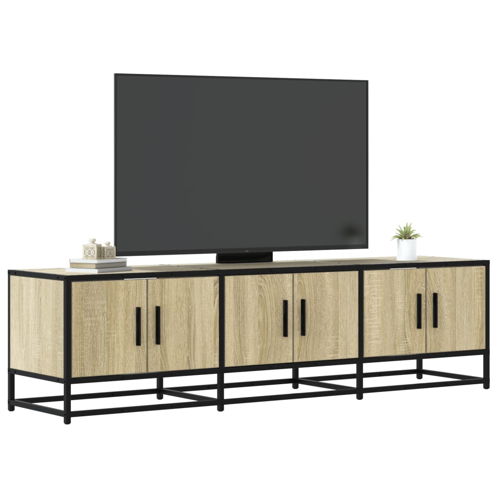 Meuble TV chêne sonoma 150x35x41 cm bois d'ingénierie et métal - XIOS