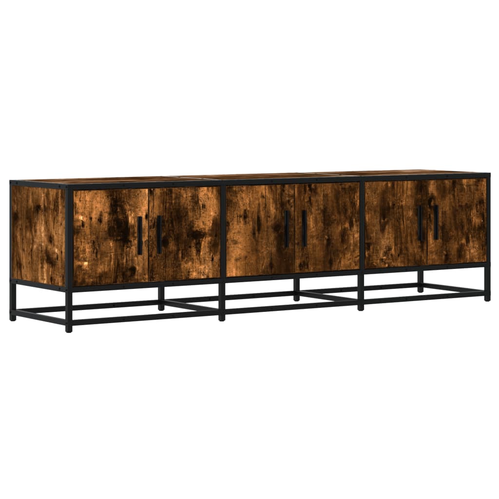 Meuble TV chêne fumé 150x35x41 cm bois d'ingénierie et métal - XIOS