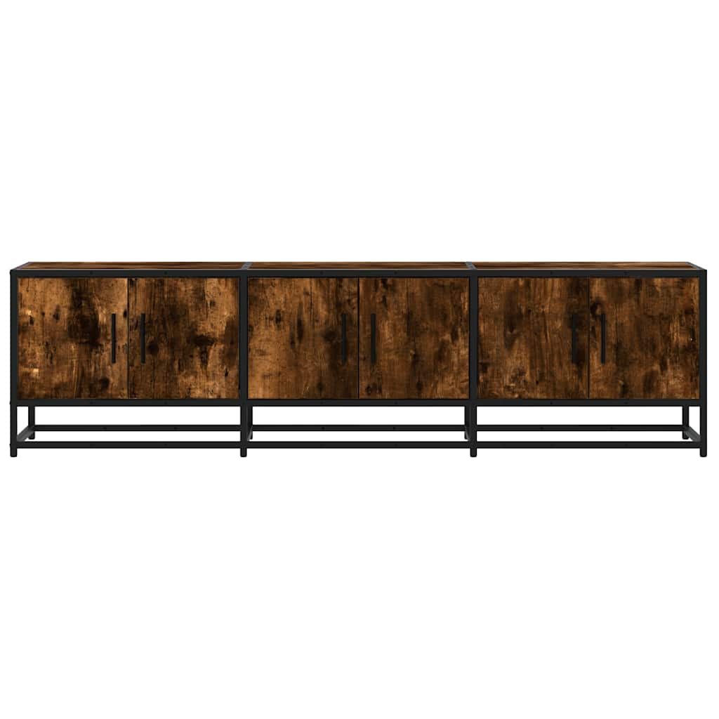Meuble TV chêne fumé 150x35x41 cm bois d'ingénierie et métal - XIOS