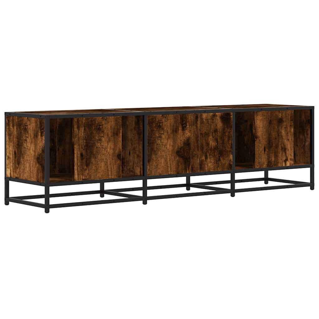 Meuble TV chêne fumé 150x35x41 cm bois d'ingénierie et métal - XIOS