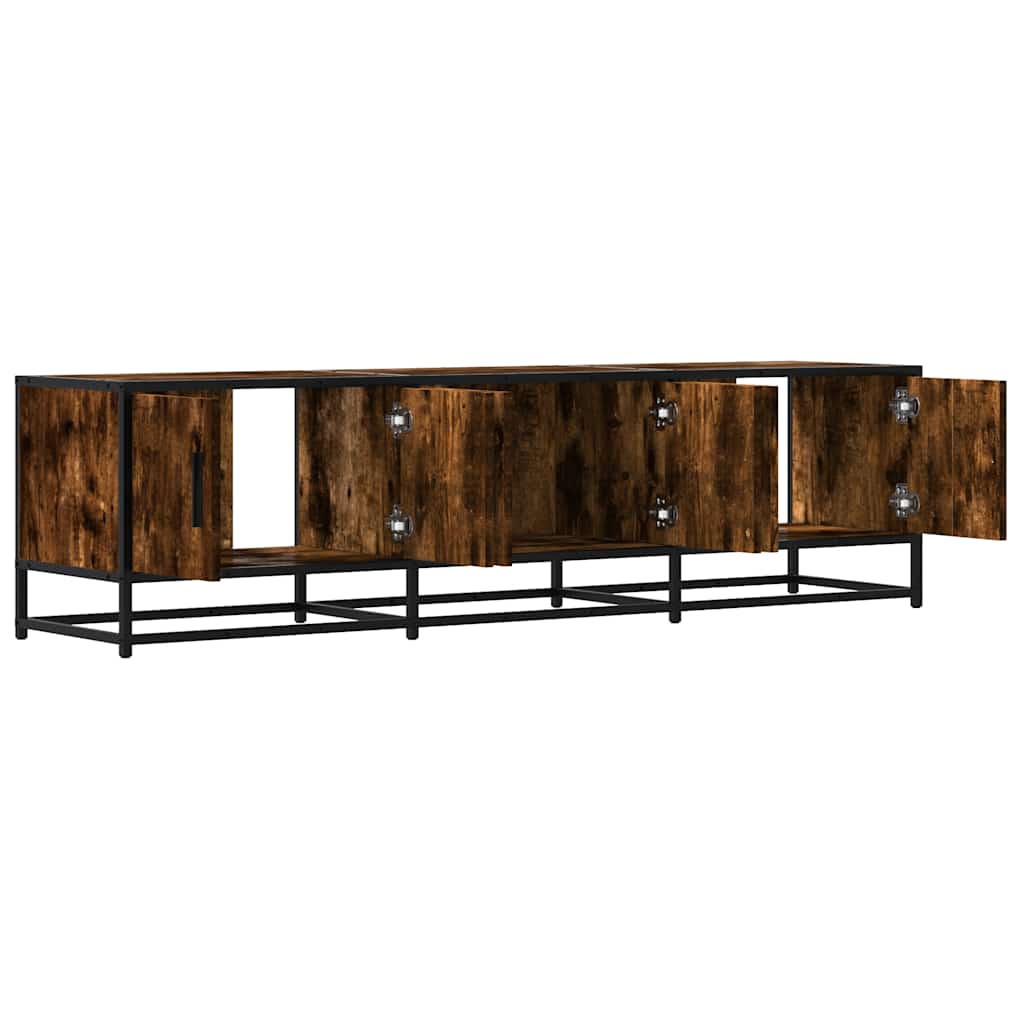 Meuble TV chêne fumé 150x35x41 cm bois d'ingénierie et métal - XIOS