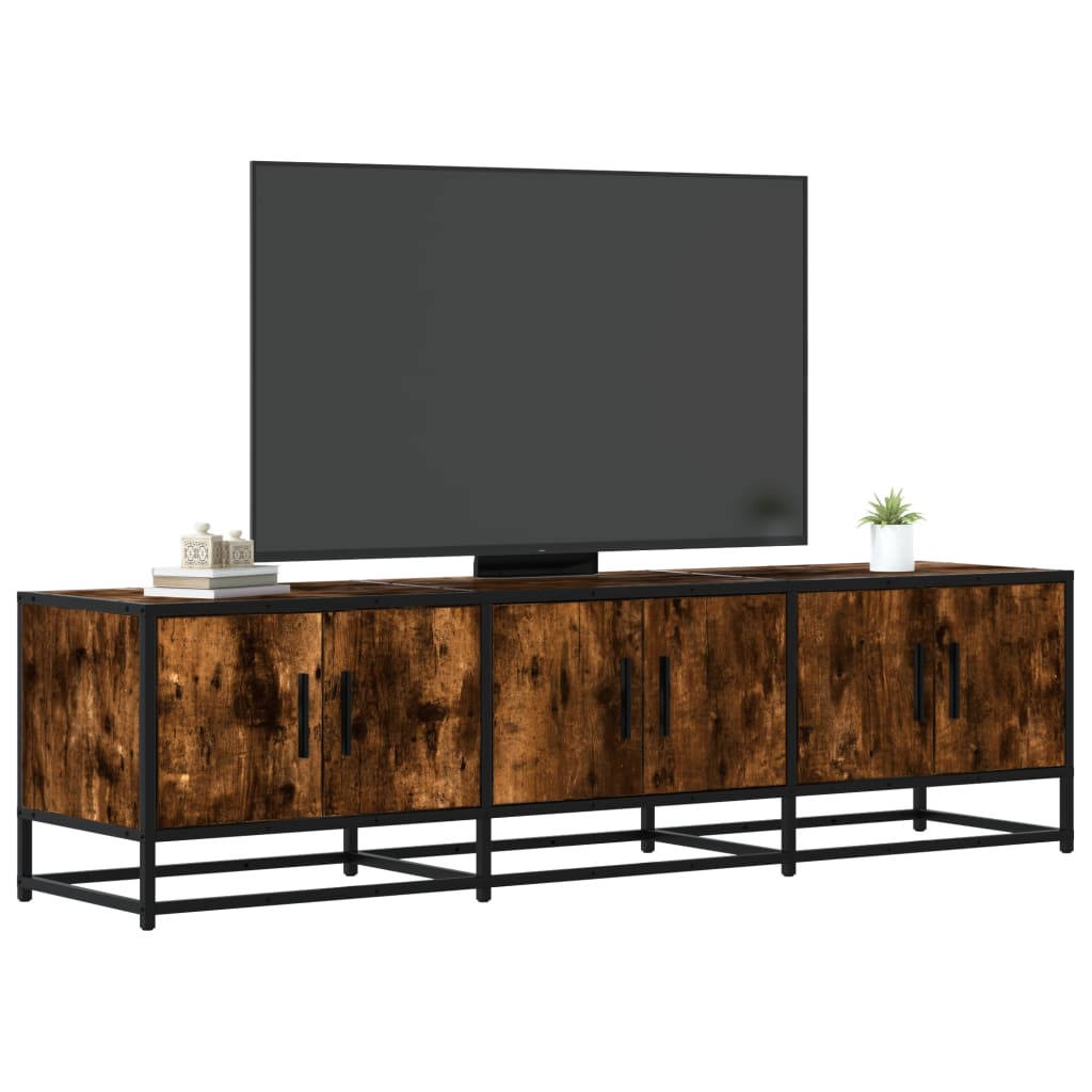 Meuble TV chêne fumé 150x35x41 cm bois d'ingénierie et métal - XIOS