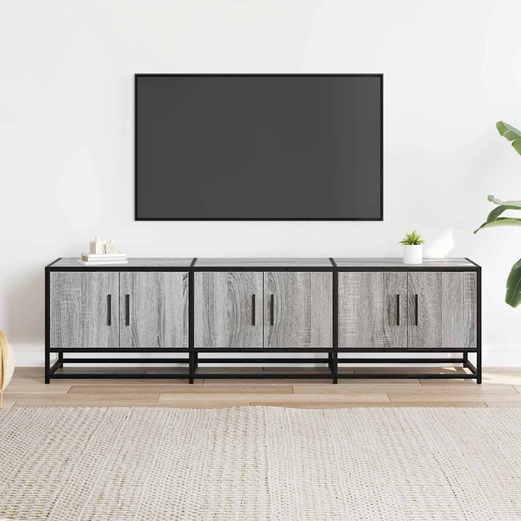 Meuble TV sonoma gris 150x35x41 cm bois d'ingénierie et métal - XIOS