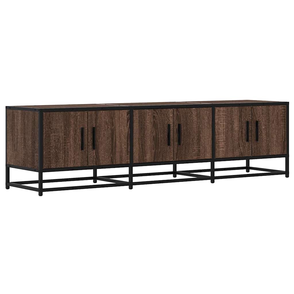 Meuble TV chêne marron 150x35x41 cm bois d'ingénierie et métal - XIOS