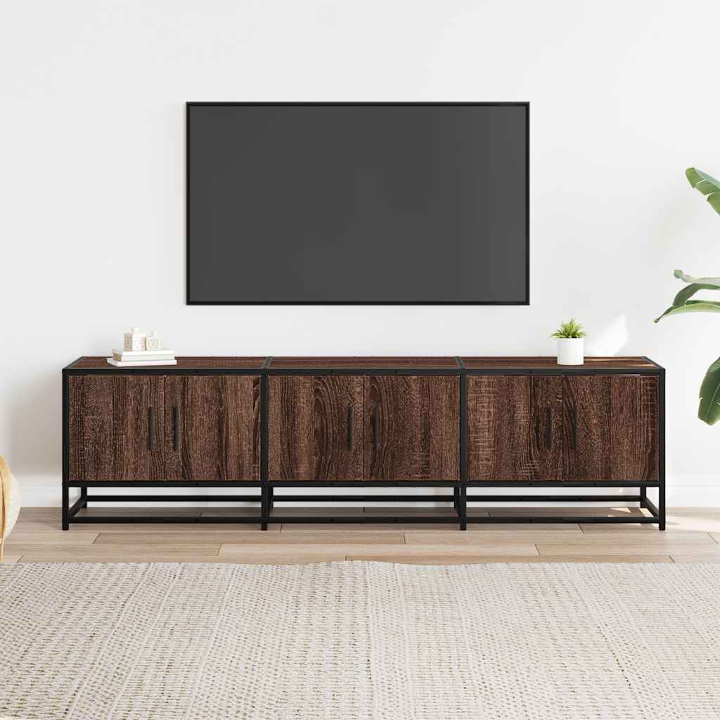 Meuble TV chêne marron 150x35x41 cm bois d'ingénierie et métal - XIOS