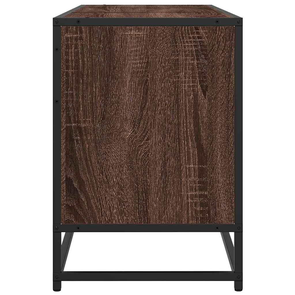 Meuble TV chêne marron 150x35x41 cm bois d'ingénierie et métal - XIOS