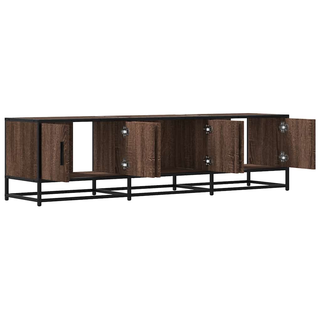 Meuble TV chêne marron 150x35x41 cm bois d'ingénierie et métal - XIOS