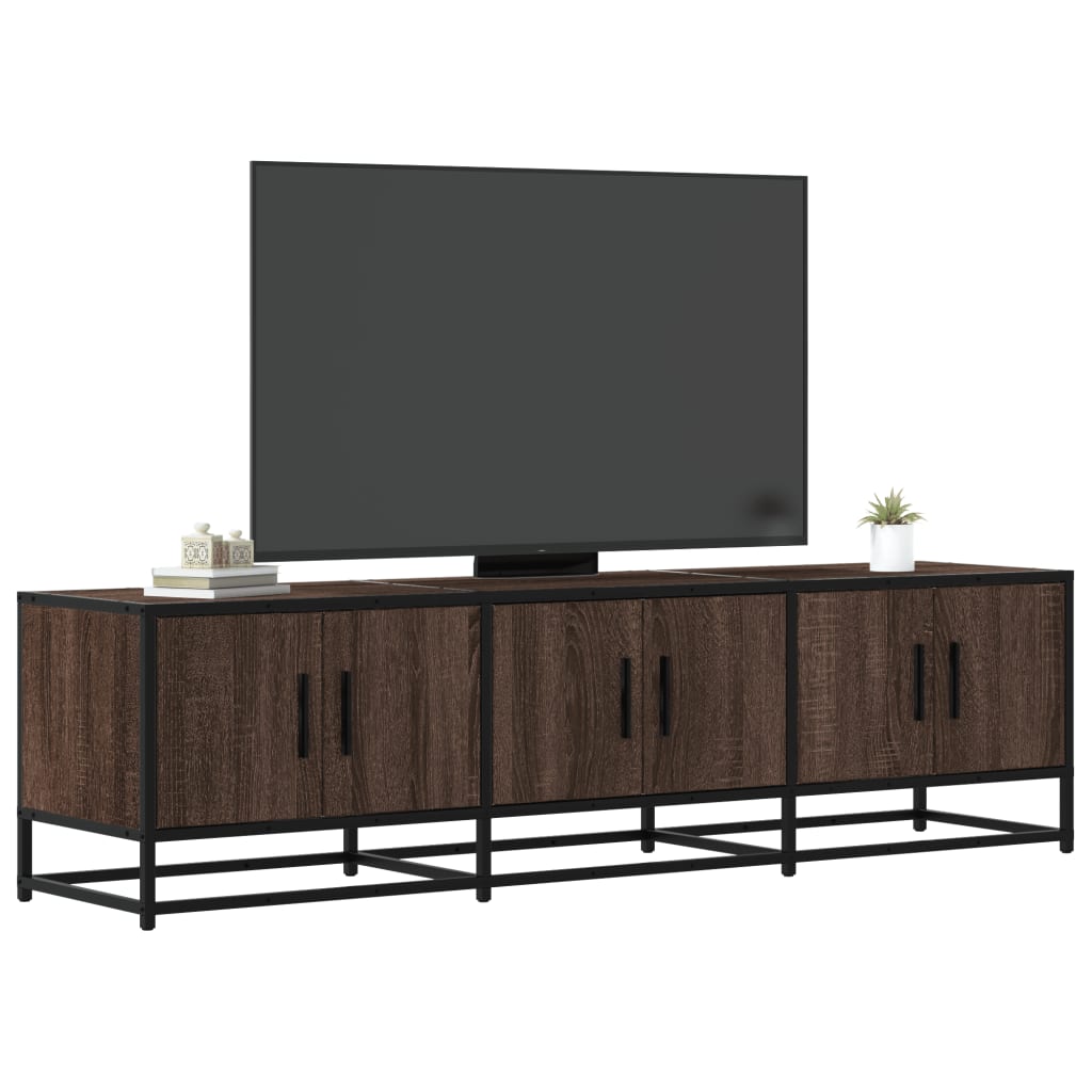 Meuble TV chêne marron 150x35x41 cm bois d'ingénierie et métal - XIOS