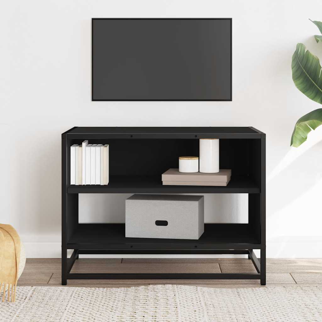 Meuble TV noir 61x40x46 cm bois d'ingénierie et métal - XIOS