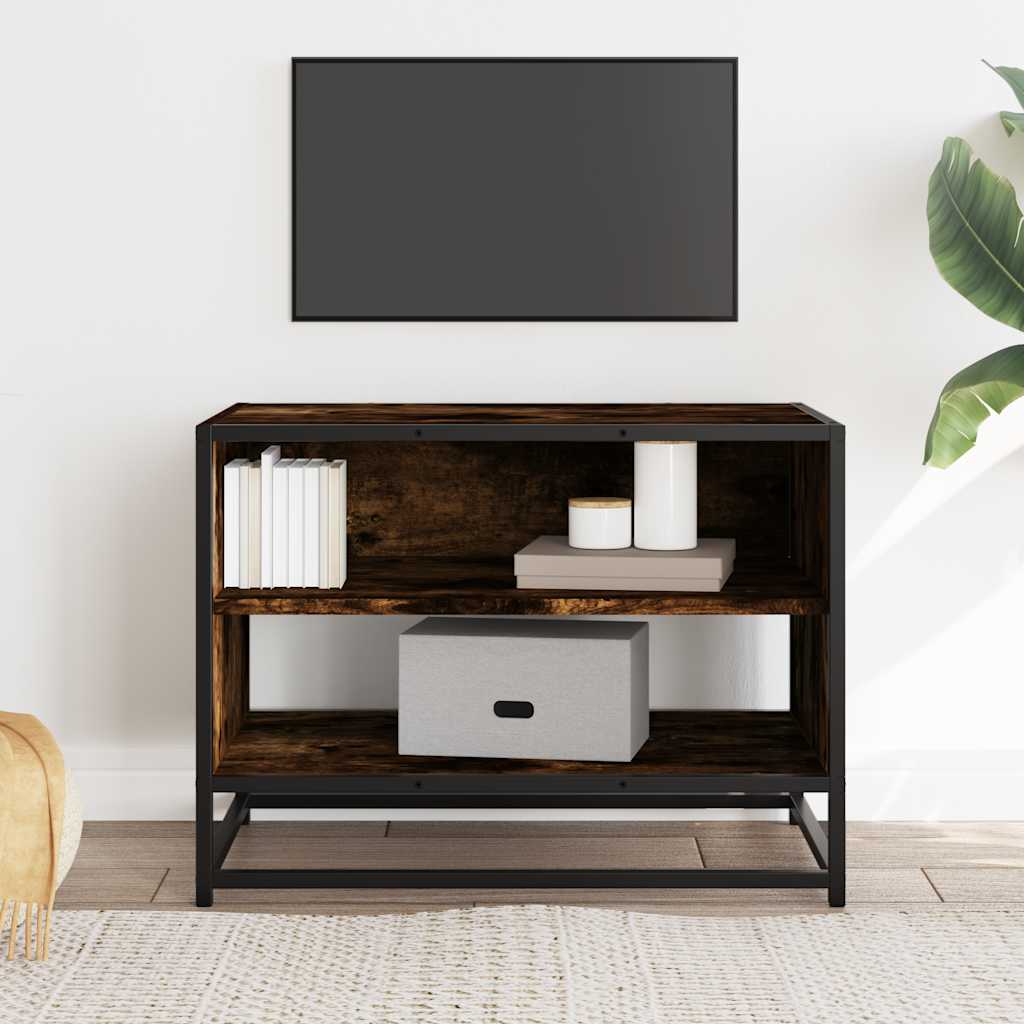 Meuble TV chêne fumé 61x40x46 cm bois d'ingénierie et métal - XIOS