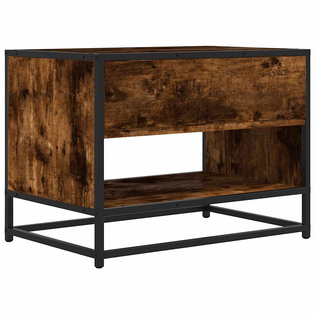 Meuble TV chêne fumé 61x40x46 cm bois d'ingénierie et métal - XIOS