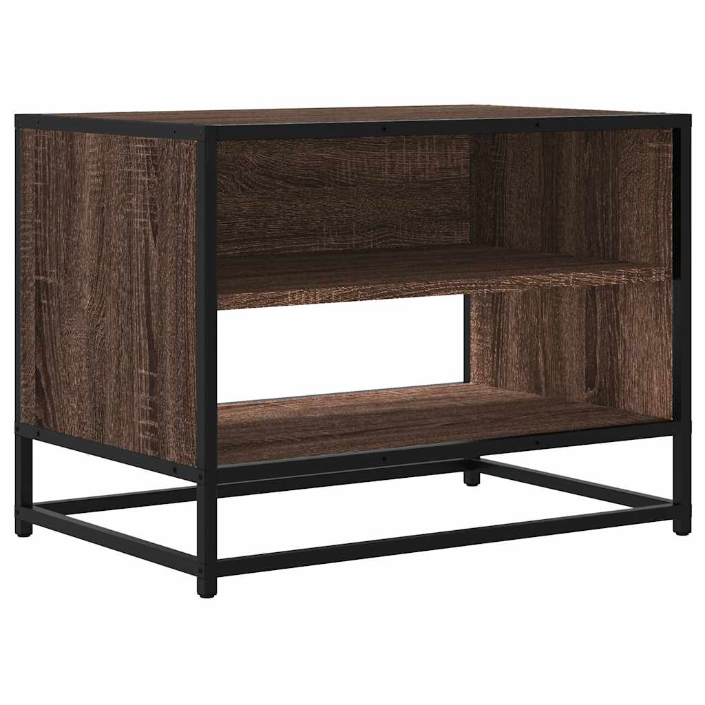 Meuble TV chêne marron 61x40x46 cm bois d'ingénierie et métal - XIOS