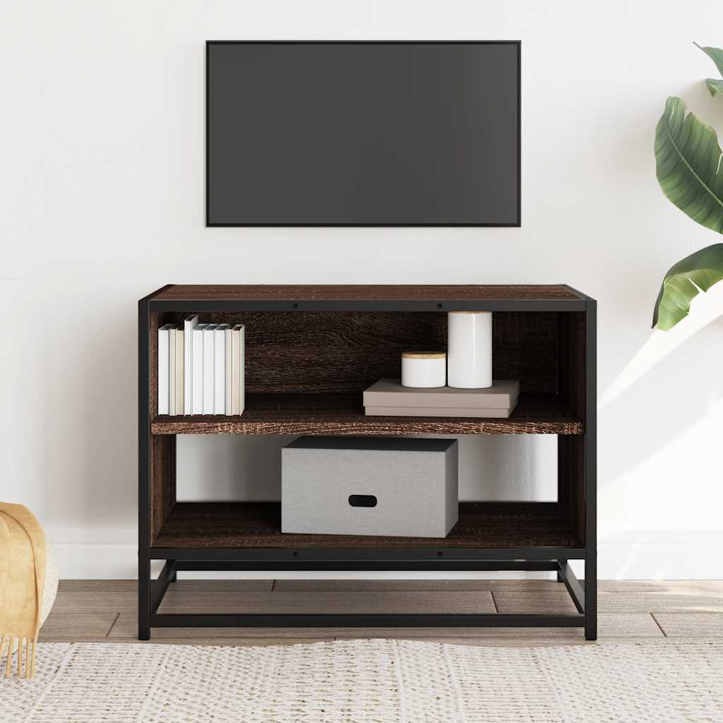 Meuble TV chêne marron 61x40x46 cm bois d'ingénierie et métal - XIOS
