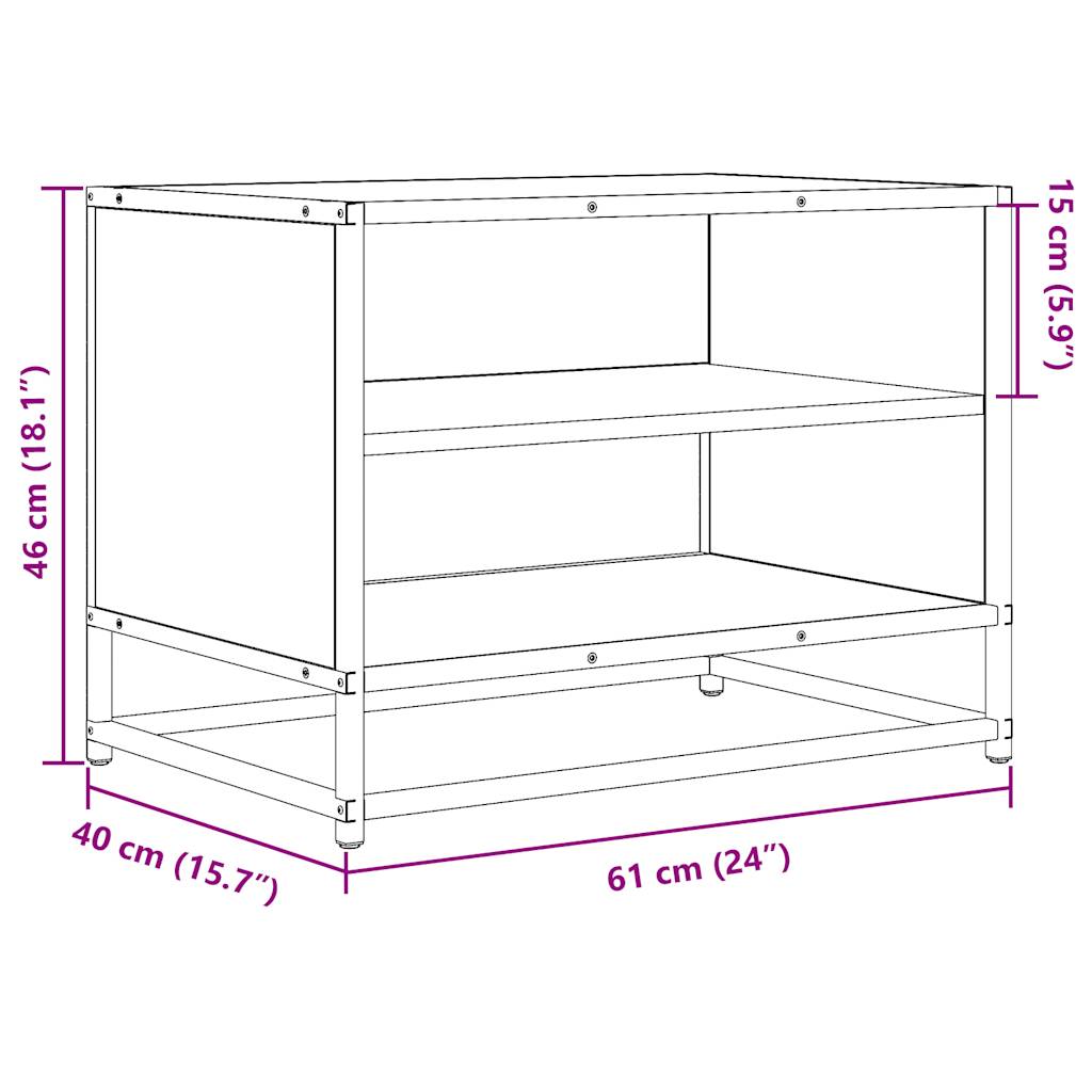 Meuble TV chêne marron 61x40x46 cm bois d'ingénierie et métal - XIOS