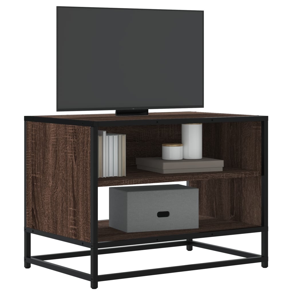 Meuble TV chêne marron 61x40x46 cm bois d'ingénierie et métal - XIOS